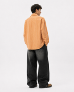 Vertical striped long-sleeved shirt