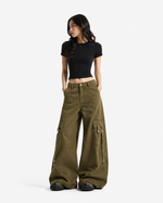 Retro multi-pocket casual pants