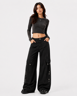 Retro multi-pocket casual pants