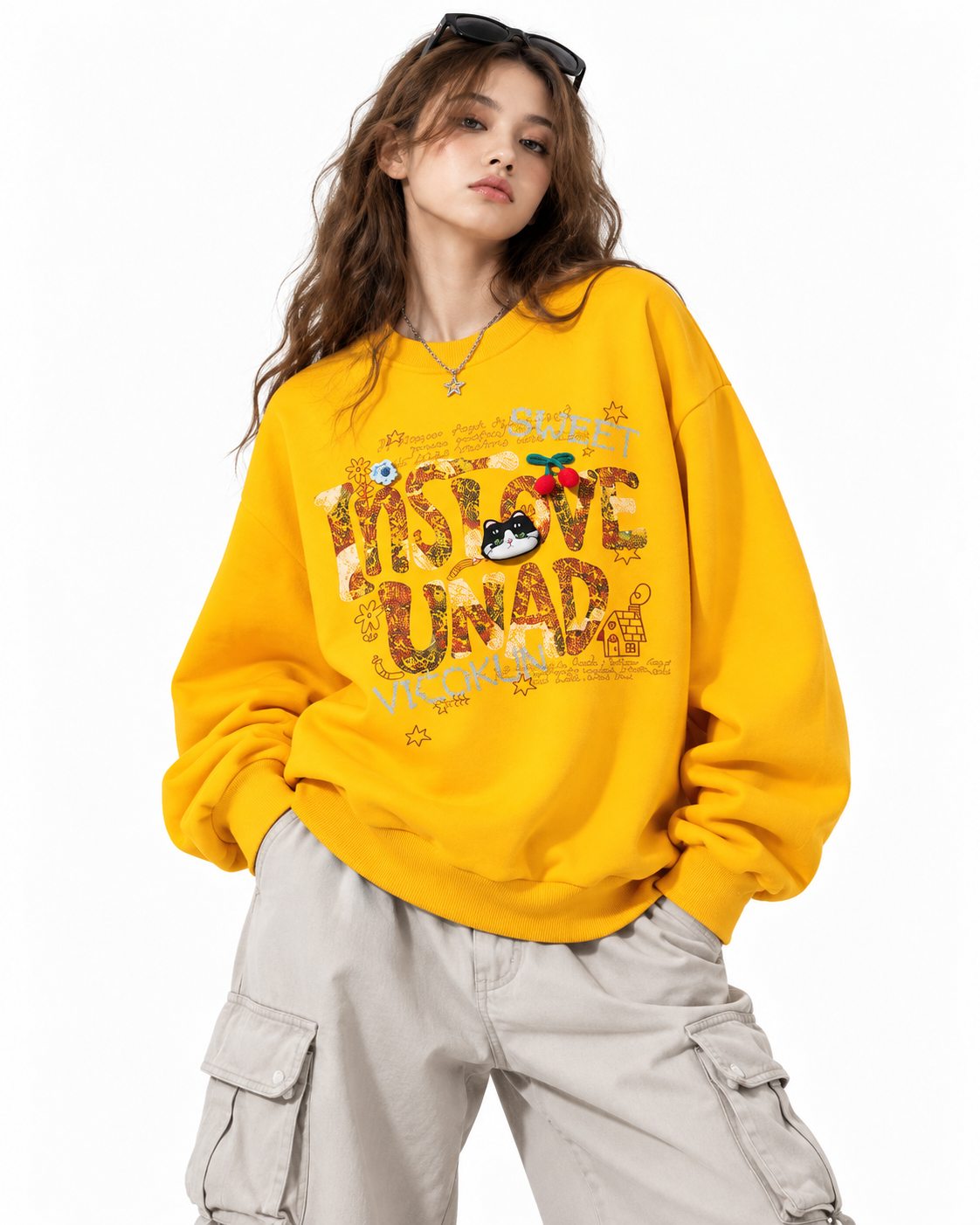 Retro distressed loose sweatshirt