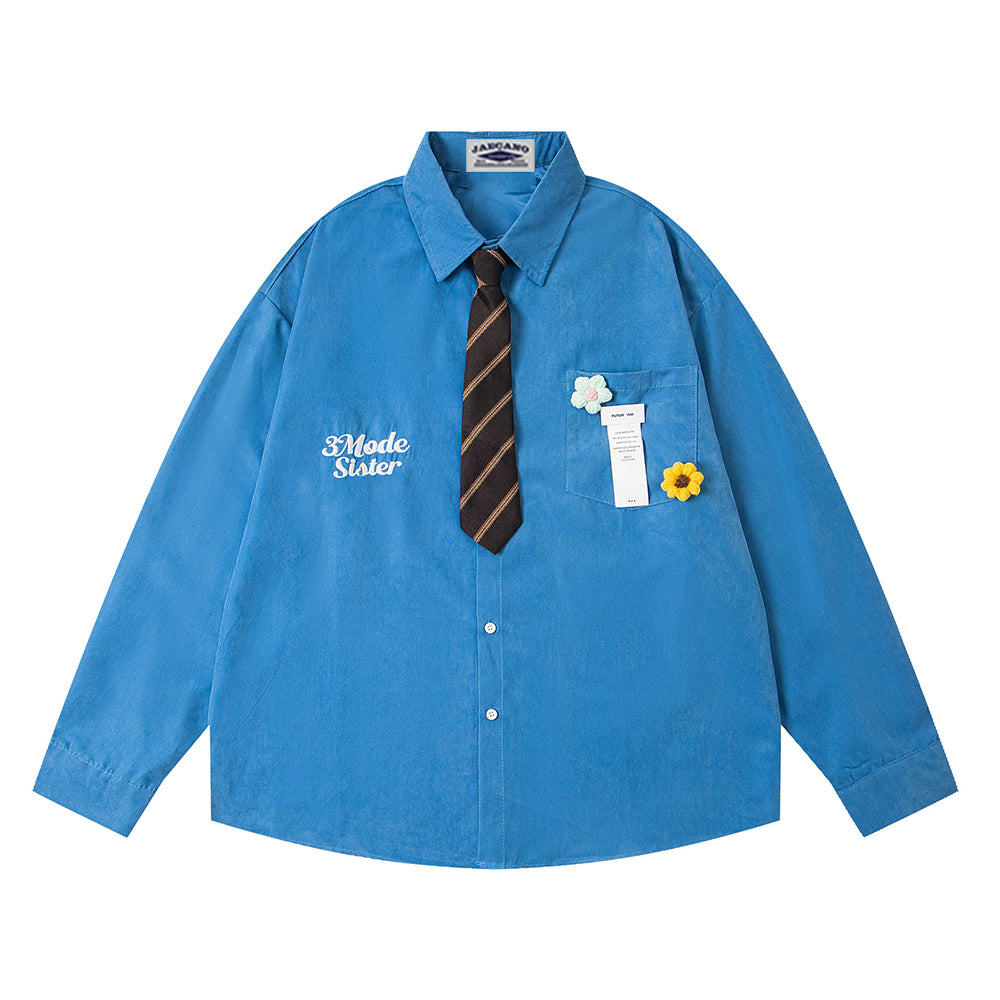 자수 긴팔 셔츠