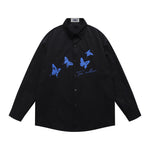 Vintage butterfly print long-sleeved shirt
