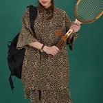 American retro leopard print short-sleeved shirt