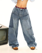 復古水洗牛仔長褲