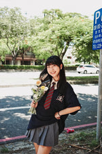 레트로 스티치 폴로 칼라 반소매