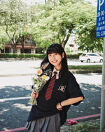 레트로 스티치 폴로 칼라 반소매