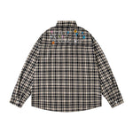 Retro casual plaid long-sleeved shirt