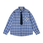 Retro casual plaid long-sleeved shirt