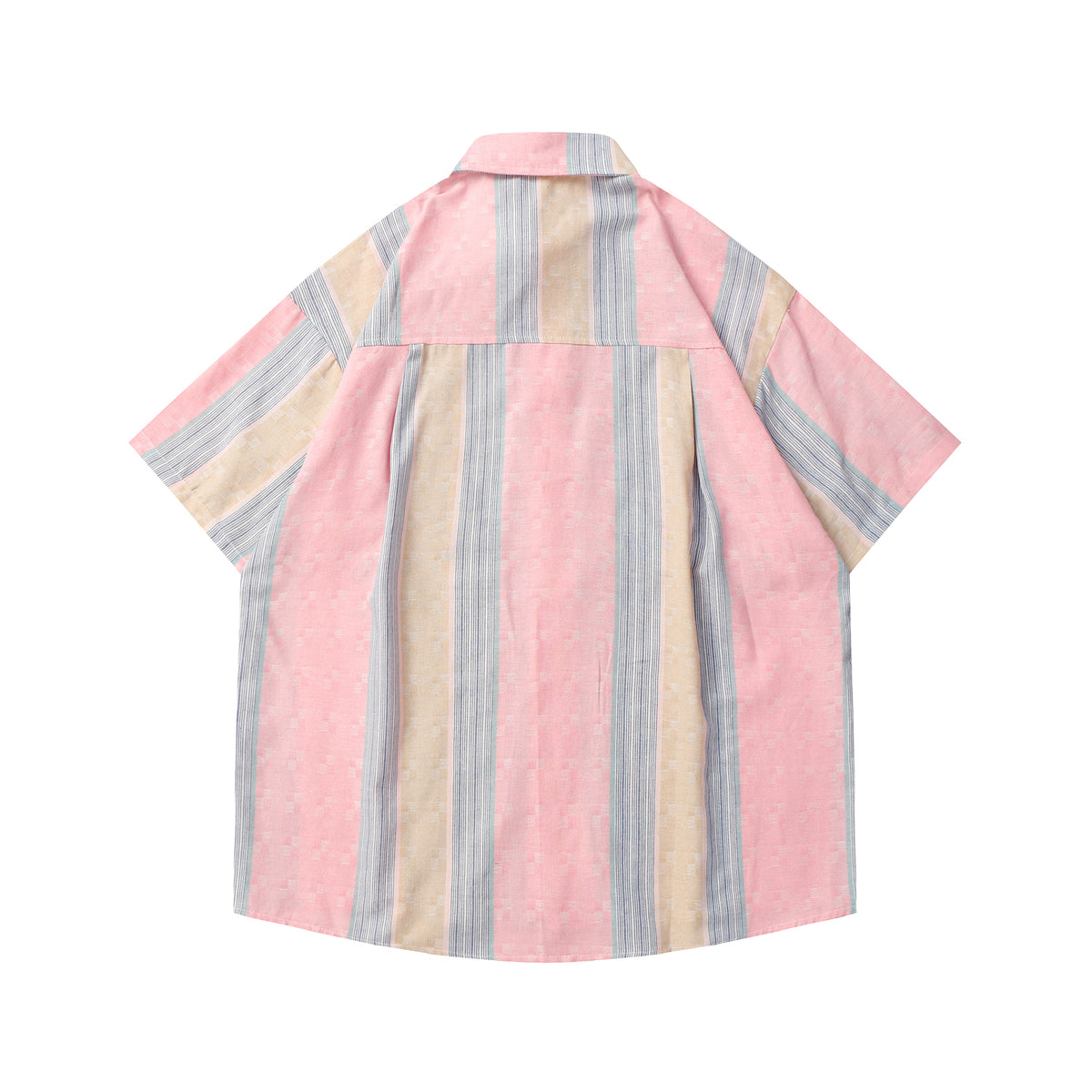 Retro vertical striped puppy short -sleeved shirt