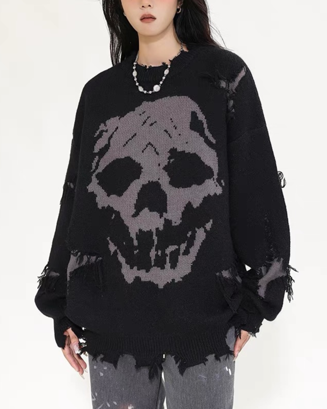 skull crew neck sweater