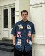 狗狗刺綉牛仔襯衫