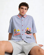 格紋貓咪短袖襯衫