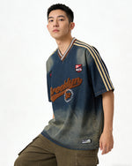 워시드 자수 데님 반팔