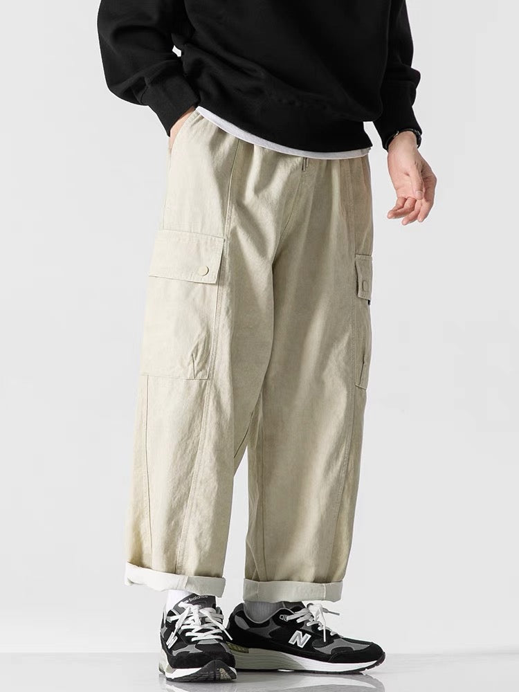 casual distressed multi-pocket trousers