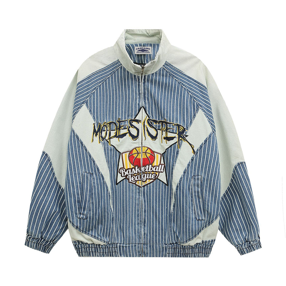 Retro denim patchwork jacket