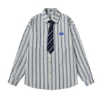 復古條紋長袖襯衫