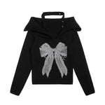 Retro bow crew neck sweater (women's style)