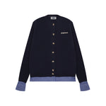 復古短款拼接開衫毛衣