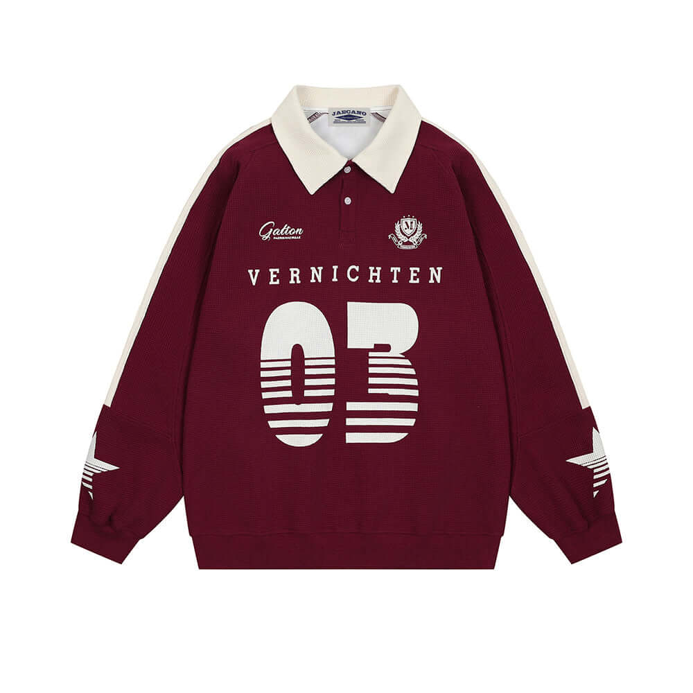 Retro polo collar sweatshirt