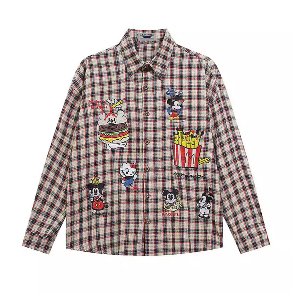 retro plaid embroidered shirt