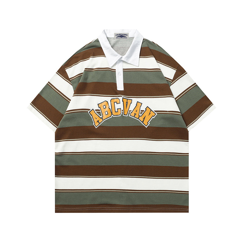 Retro striped polo short sleeves