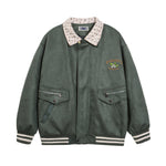 復古做舊撞色拼接夾克