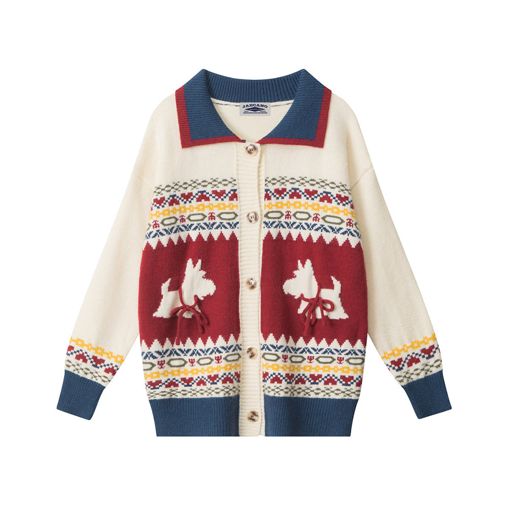 Christmas jacquard contrast sweater jacket