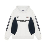 復古拼接撞色連帽衛衣