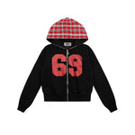 Retro hooded sweatshirt jacket