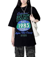 레트로 레터 프린트 반소매