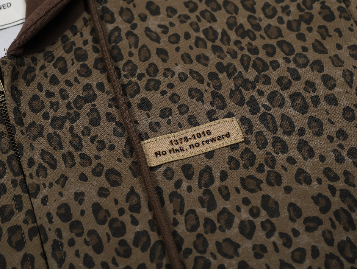 Retro Leopard Hooded Zip Jacket