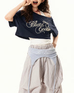 Retro off-shoulder short sleeves