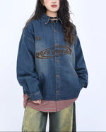 Spliced ​​fake two piece denim shirt