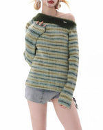 Retro striped knitted long sleeves (women's style)