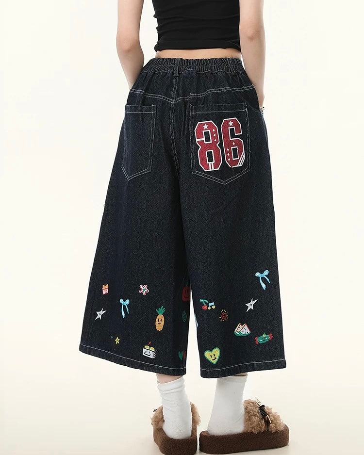 Washed funny jeans