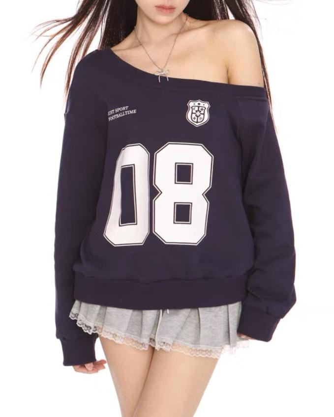 Retro loose shoulder sweatshirt (women)