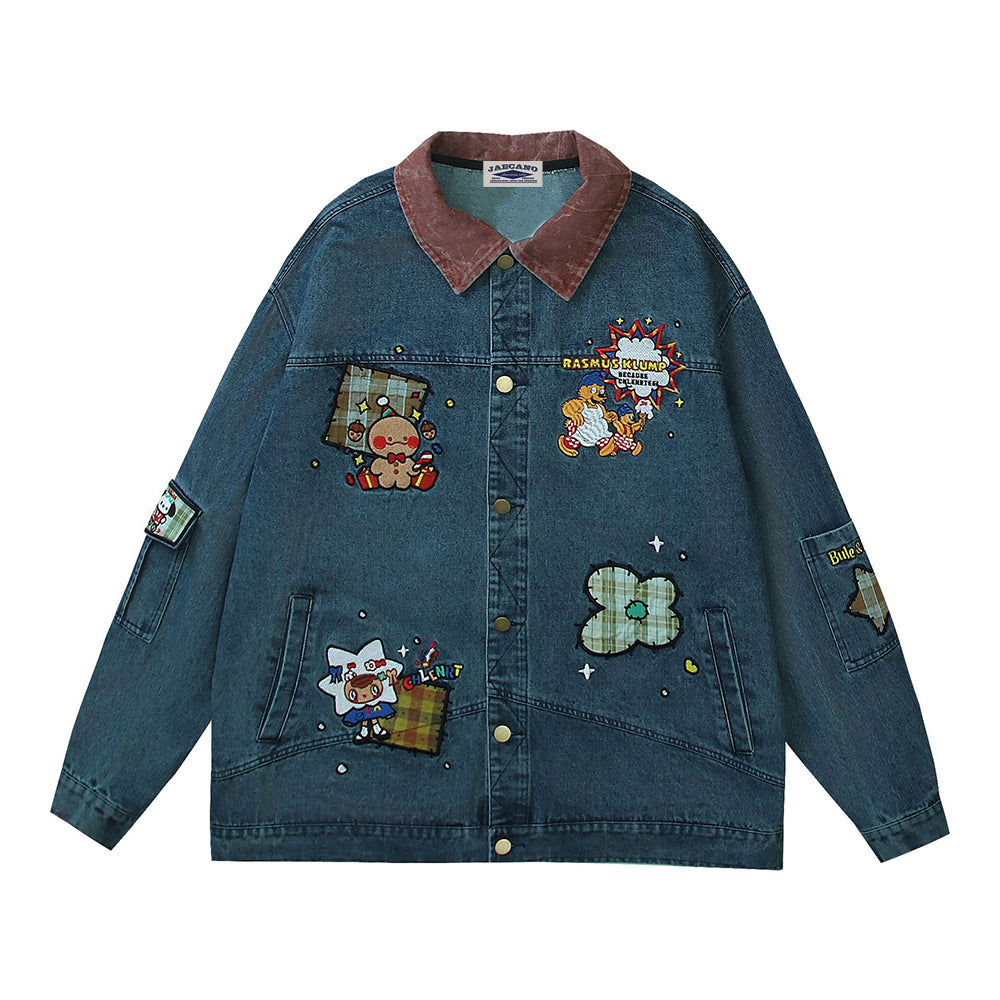 Retro cartoon washed versatile jacket