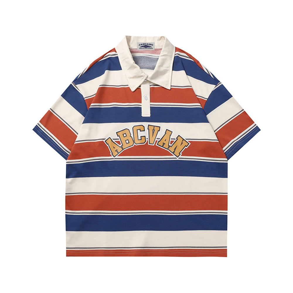 Retro striped polo short sleeves