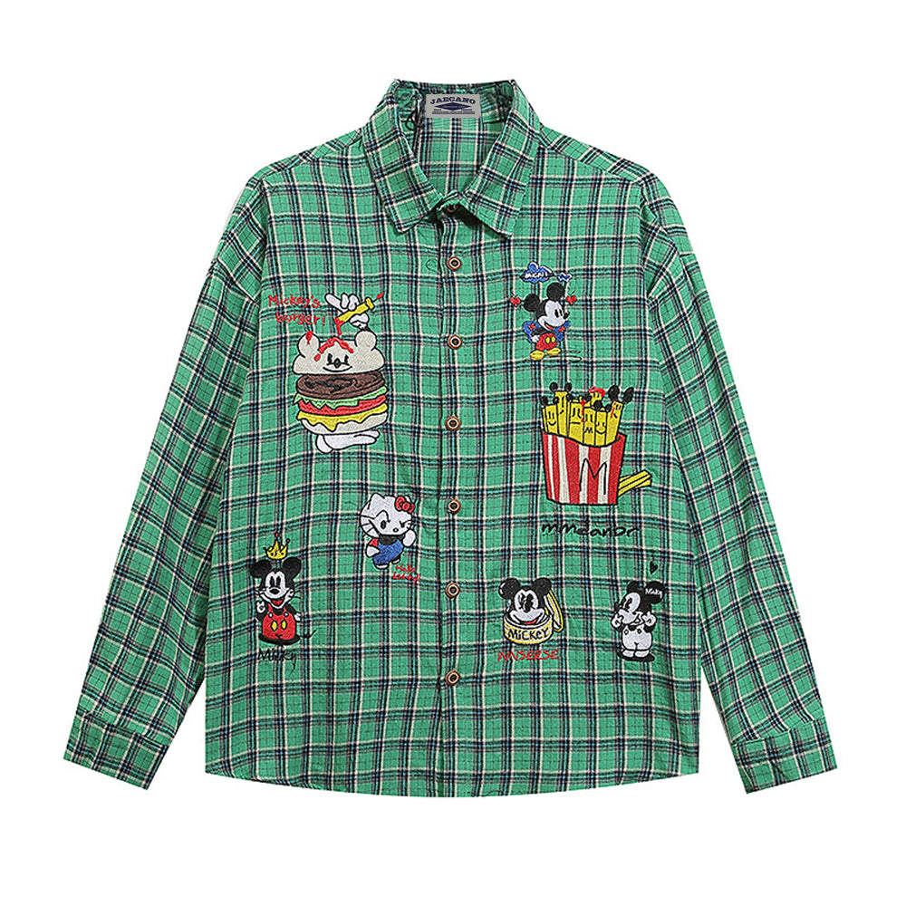 retro plaid embroidered shirt