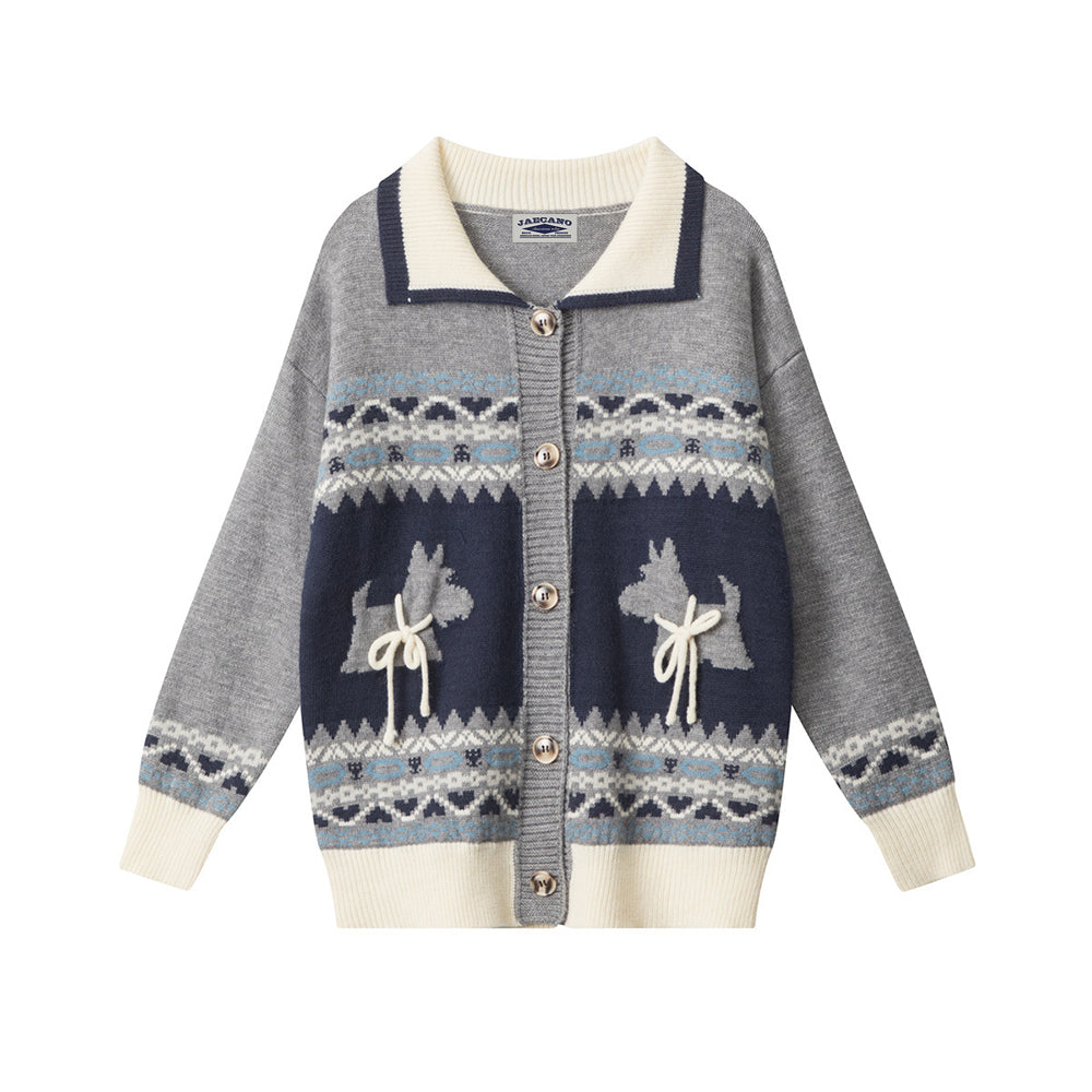 Christmas jacquard contrast sweater jacket