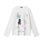 Retro casual cat crew neck top