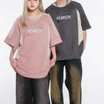 아메리칸 레트로 패치워크 대비 반소매