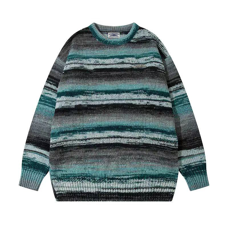 American tie-dye crew neck loose sweater