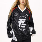 復古拼接寬鬆長袖