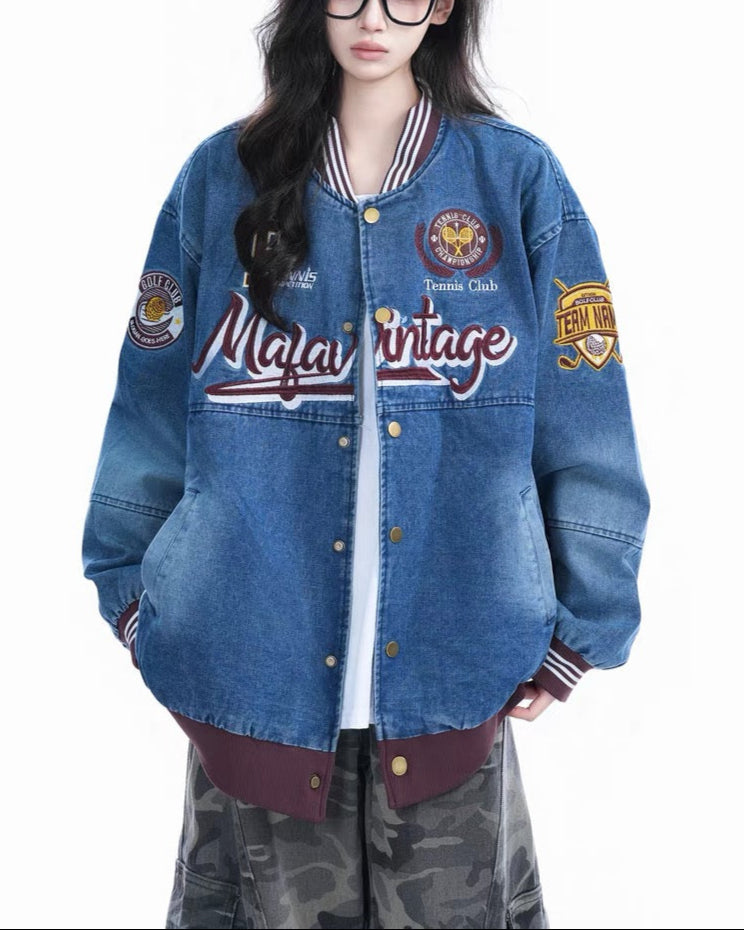 vintage embroidered denim jacket