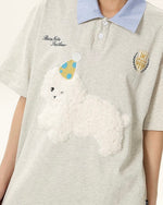 레트로 콘트라스트 패치 플러시 반팔