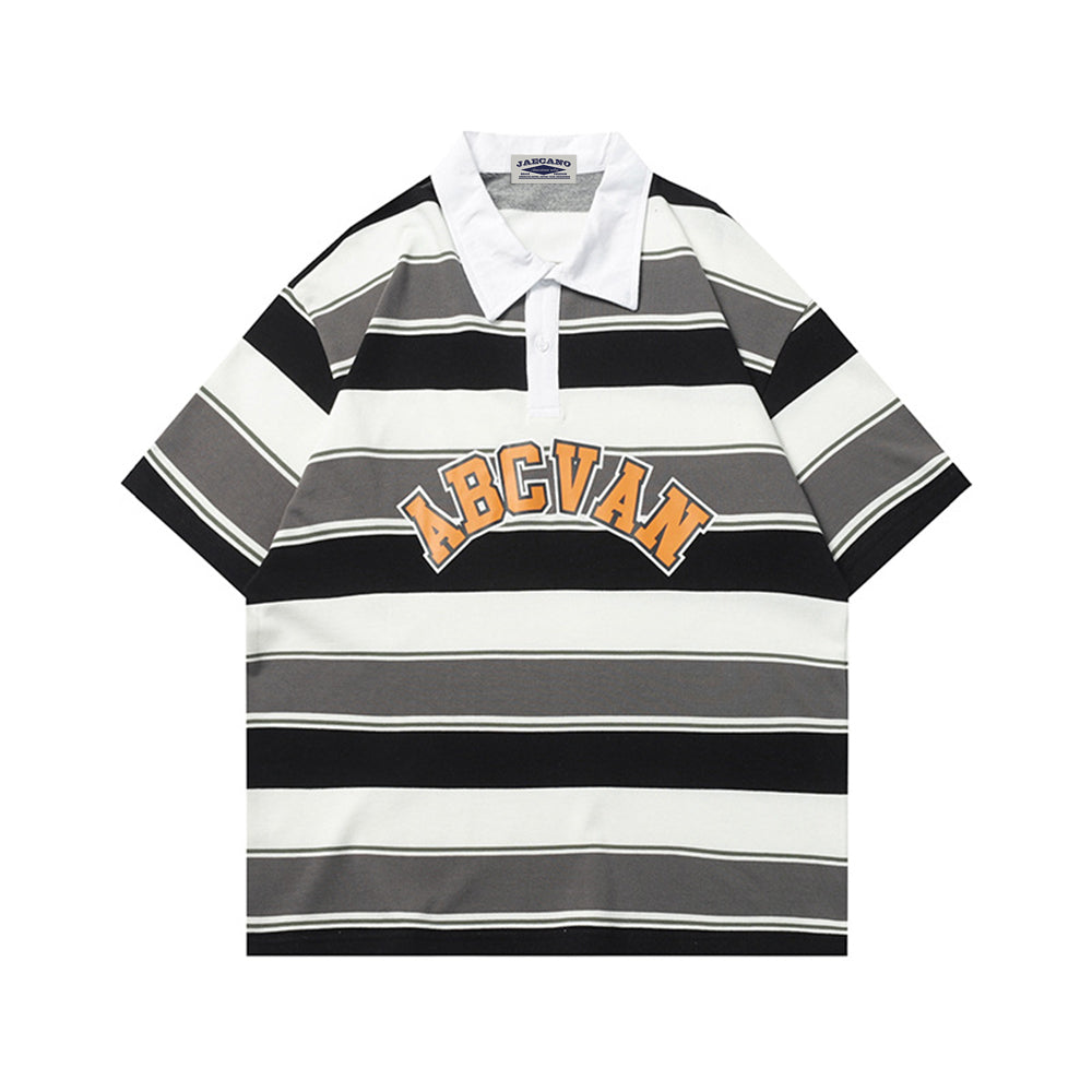 Retro striped polo short sleeves