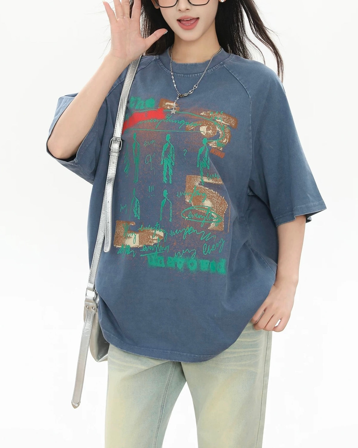 Fun pattern short sleeves