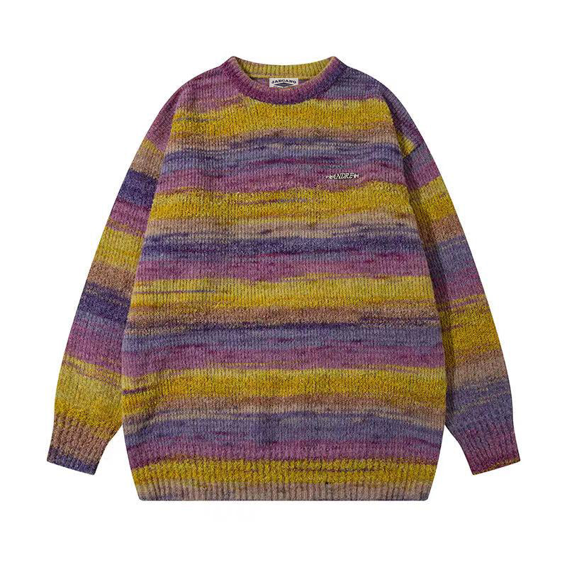 American tie-dye crew neck loose sweater