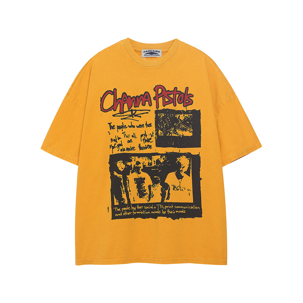 Retro distressed short sleeves